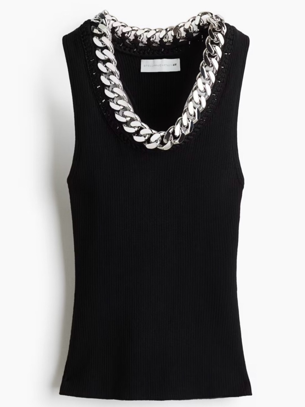 NWT Stella McCartney x H&M Taylor Swift Chain Detail Ribbed Tank Top Black Small
